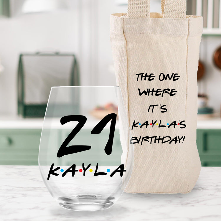 The One Where It's Their Birthday Wine Glass & Tote Set