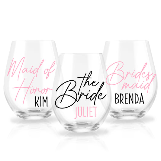 Personalized Bridal Party Wine Glass Set