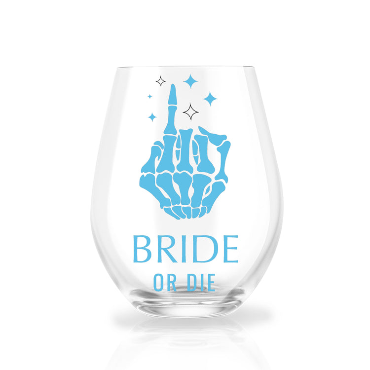 Personalized Bride or Die Stemless Wine Glass for Bachelorette Party