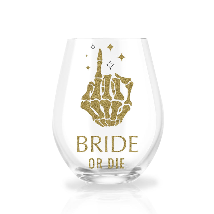 Personalized Bride or Die Stemless Wine Glass for Bachelorette Party