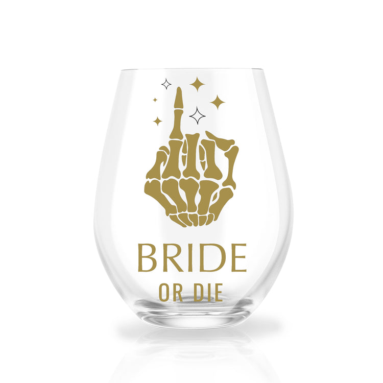 Personalized Bride or Die Stemless Wine Glass for Bachelorette Party