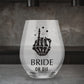 Personalized Bride or Die Stemless Wine Glass for Bachelorette Party