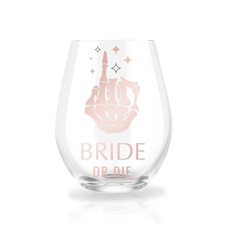 Personalized Bride or Die Stemless Wine Glass for Bachelorette Party