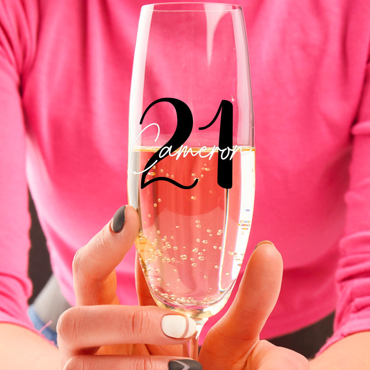 Personalized Birthday Age and Name Glass