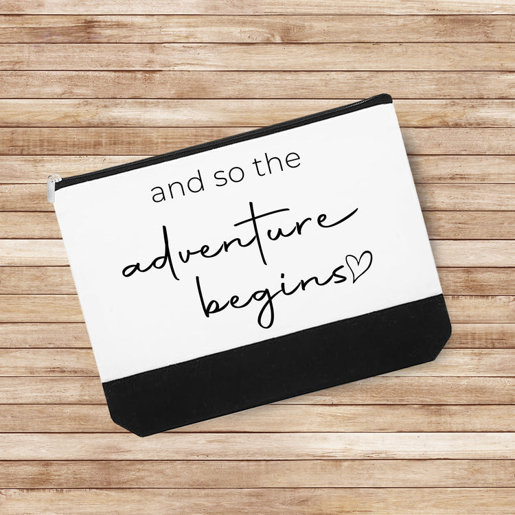 And so the Adventure Begins: Personalized Cosmetic Case for Bride on Wedding Day