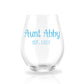 Auntie Reveal est. - Personalized Stemless Wine Glass