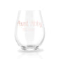 Auntie Reveal est. - Personalized Stemless Wine Glass