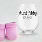 Auntie Reveal est. - Personalized Stemless Wine Glass