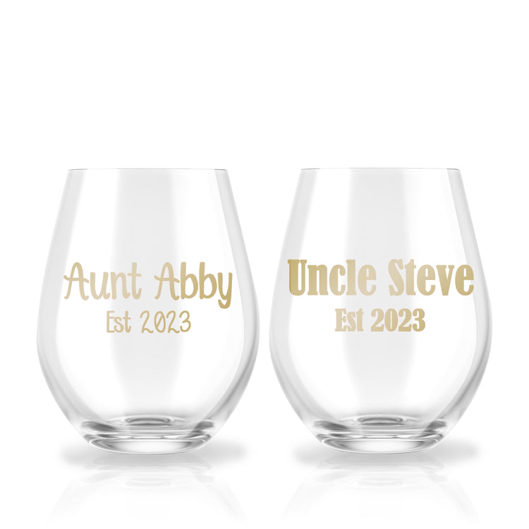 Pregnancy Announcement to Aunt and Uncle - Wine Glass Set