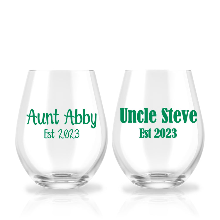 Pregnancy Announcement to Aunt and Uncle - Wine Glass Set