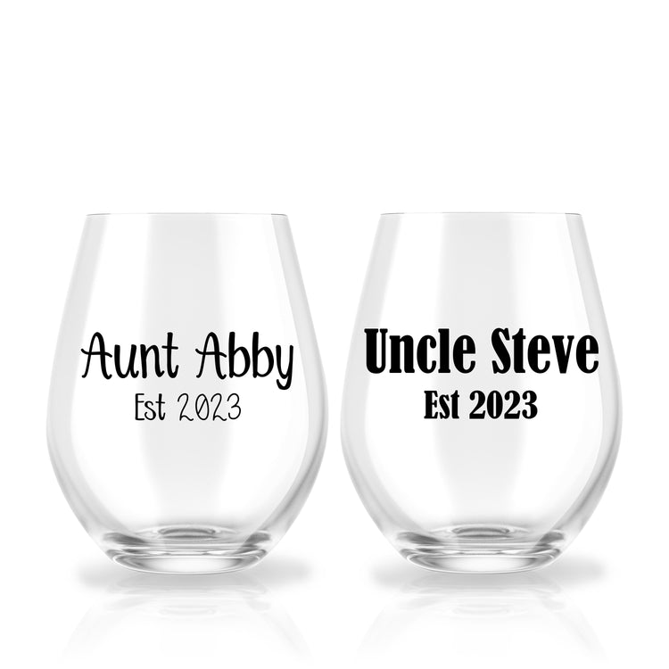 Pregnancy Announcement to Aunt and Uncle - Wine Glass Set