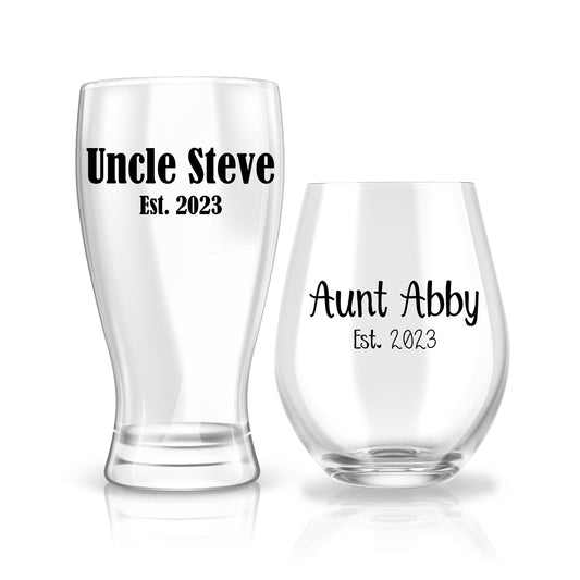 Pregnancy Announcement to Aunt and Uncle - Wine Glass Set