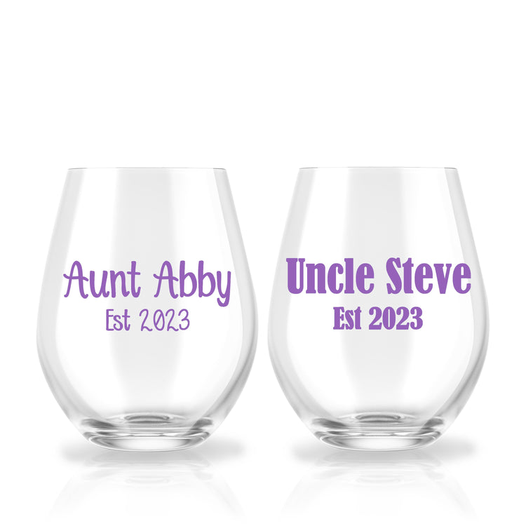 Pregnancy Announcement to Aunt and Uncle - Wine Glass Set