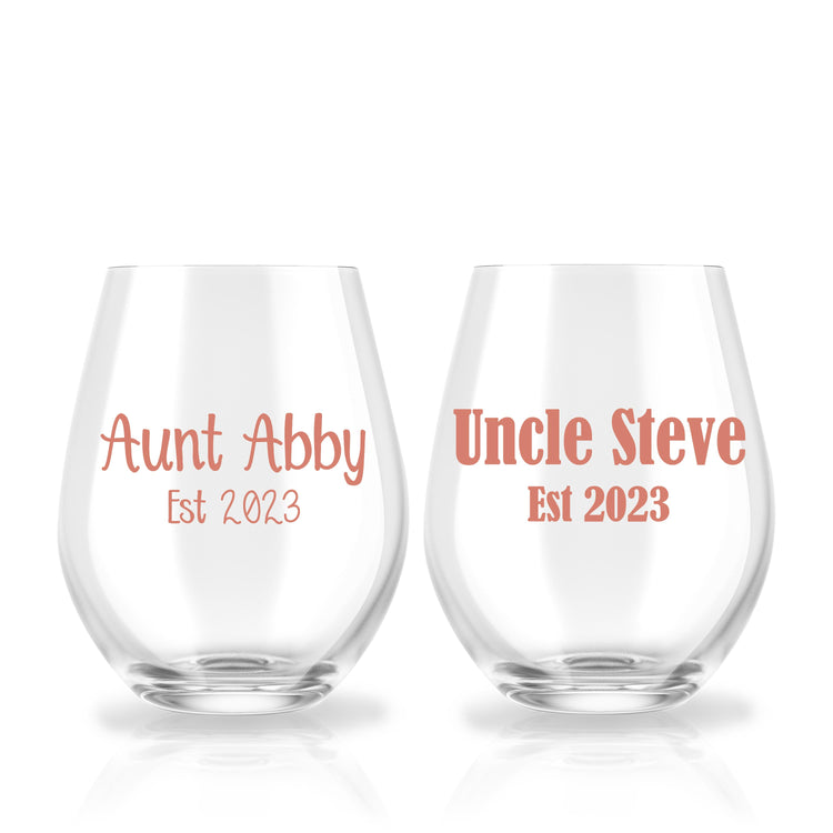 Pregnancy Announcement to Aunt and Uncle - Wine Glass Set