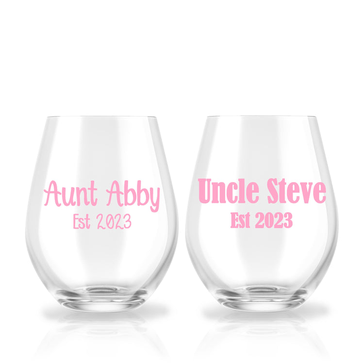 Pregnancy Announcement to Aunt and Uncle - Wine Glass Set