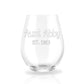 Auntie Reveal est. - Personalized Stemless Wine Glass