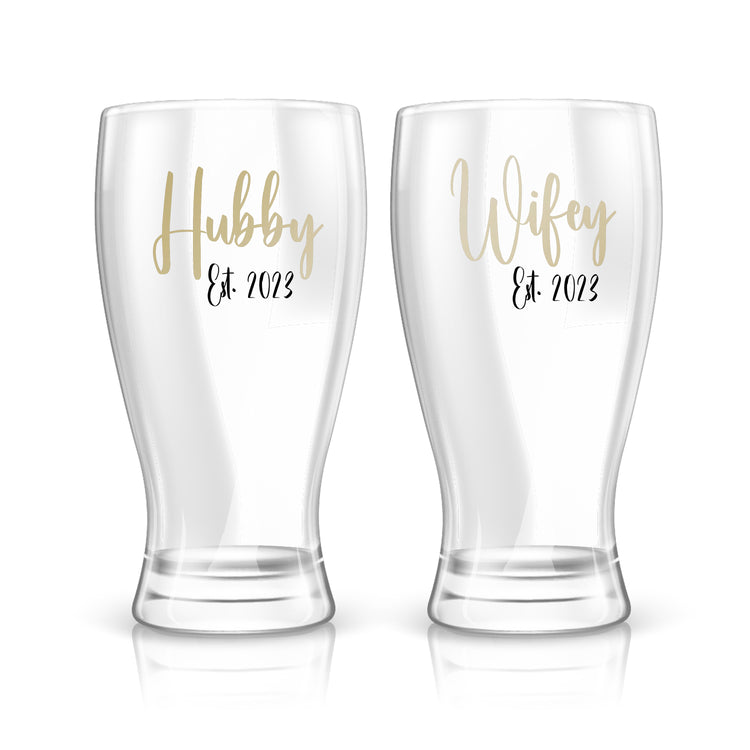 Wife & Hubby Est. Glass Set