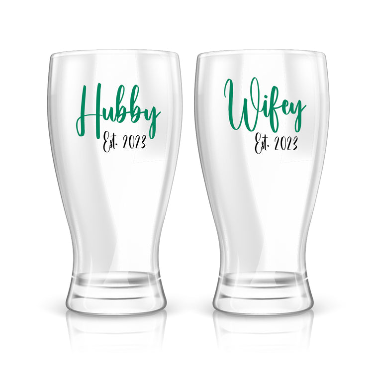 Wife & Hubby Est. Glass Set