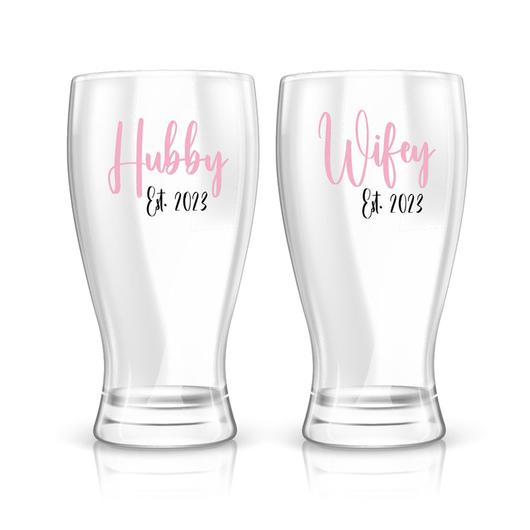 Wife & Hubby Est. Glass Set