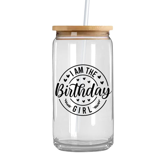 I'm The Birthday Girl Glass Beer Can