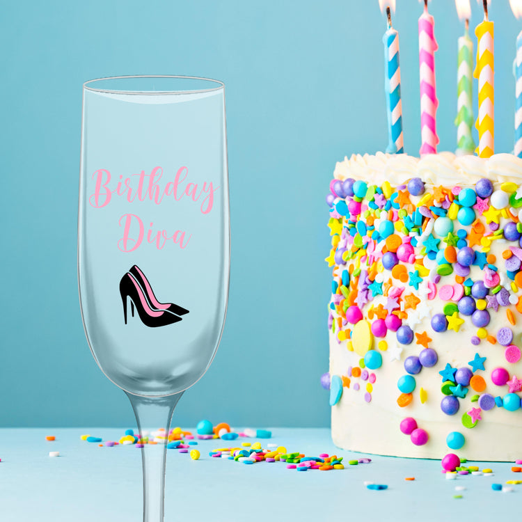 Personalized Birthday Diva Champagne Flute