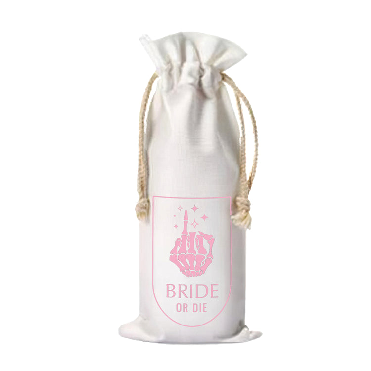 Bride or Die Custom Canvas Wine Bottle Bag