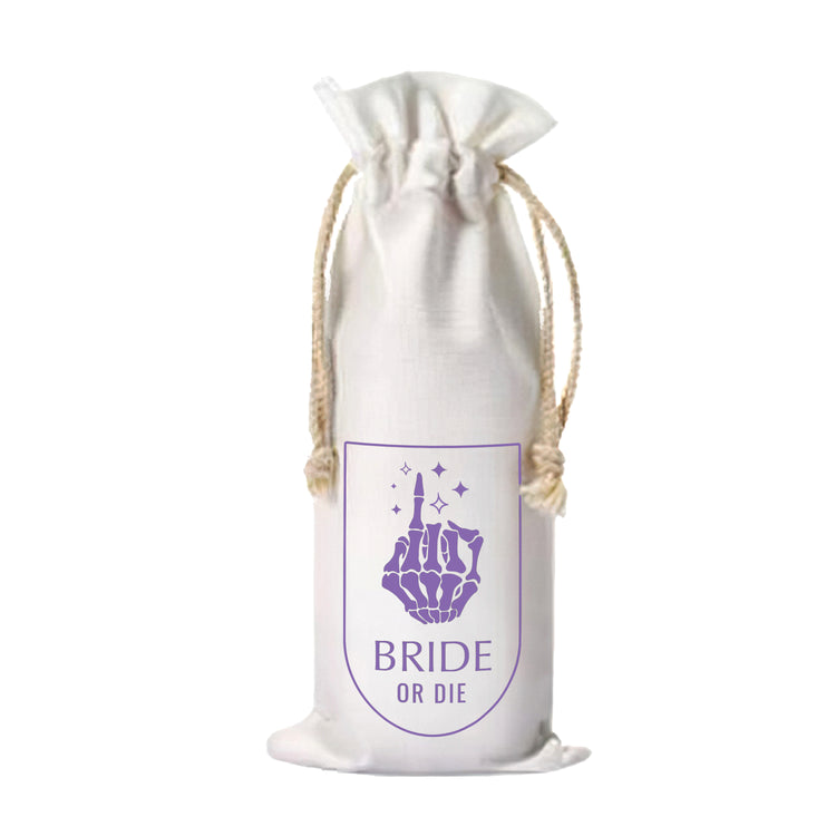 Bride or Die Custom Canvas Wine Bottle Bag