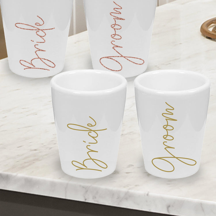 Wedding Shot Glasses for Bride and Groom