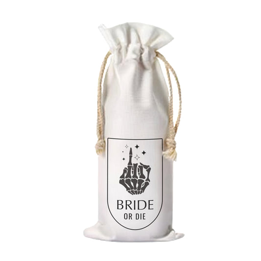 Bride or Die Custom Canvas Wine Bottle Bag