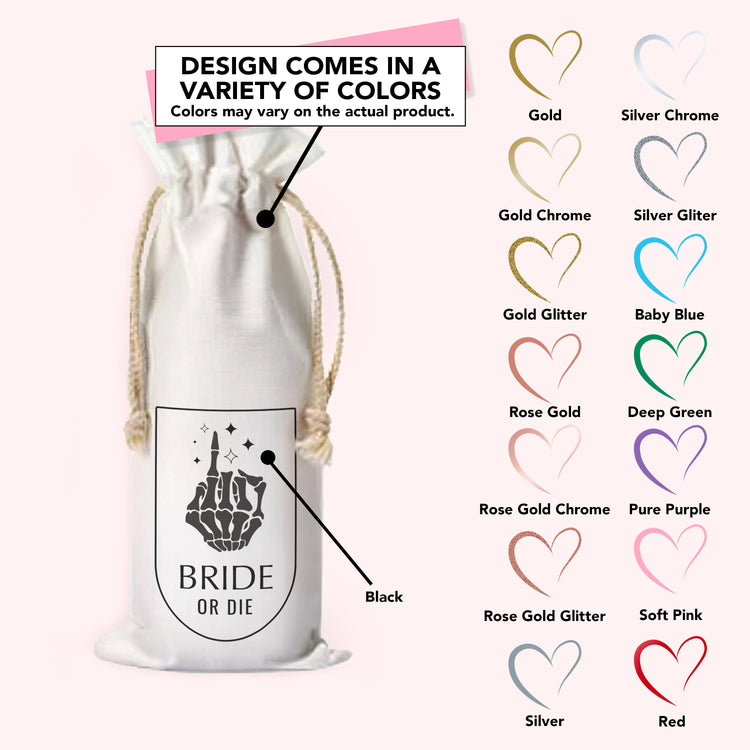 Bride or Die Custom Canvas Wine Bottle Bag