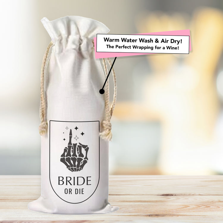 Bride or Die Custom Canvas Wine Bottle Bag