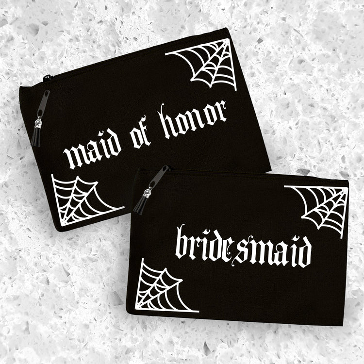 Custom Gothic-Themed Cosmetic Cases for Bride and Bridal Party