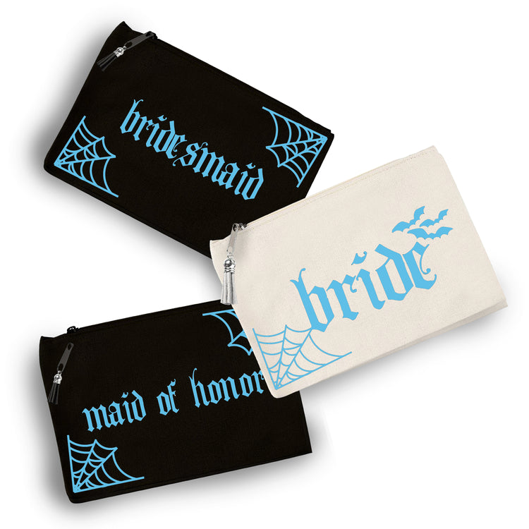 Custom Gothic-Themed Cosmetic Cases for Bride and Bridal Party