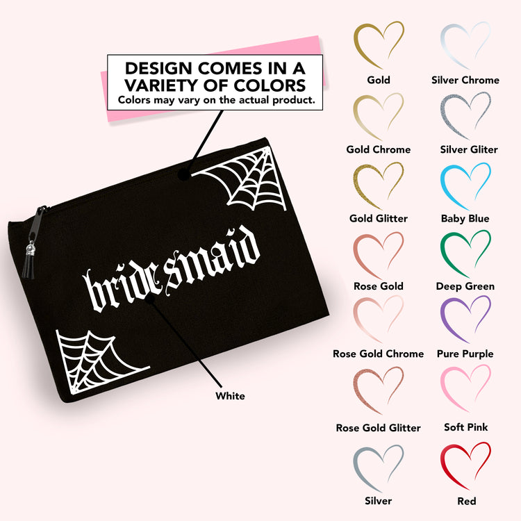 Custom Gothic-Themed Cosmetic Cases for Bride and Bridal Party