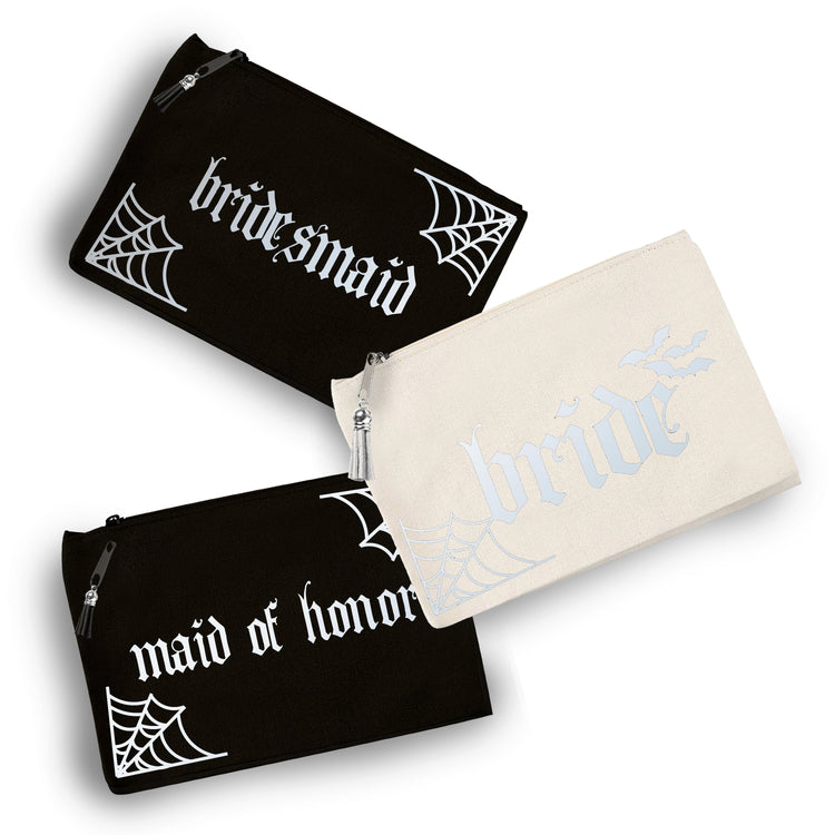 Custom Gothic-Themed Cosmetic Cases for Bride and Bridal Party