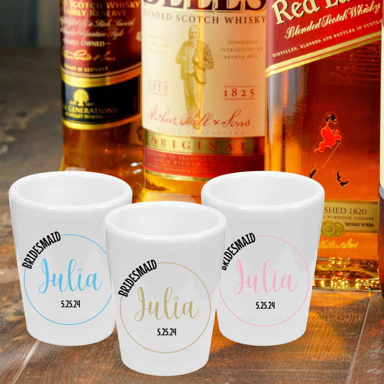 Personalized Bridesmaid Shot Glasses (1.5 oz. Ceramic)