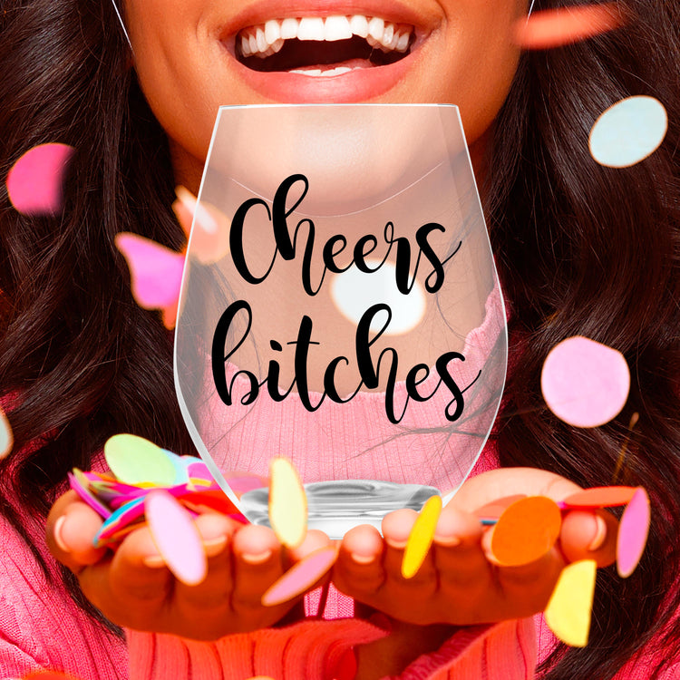 Cheers Bitches - Personalized Stemless Wine Glass