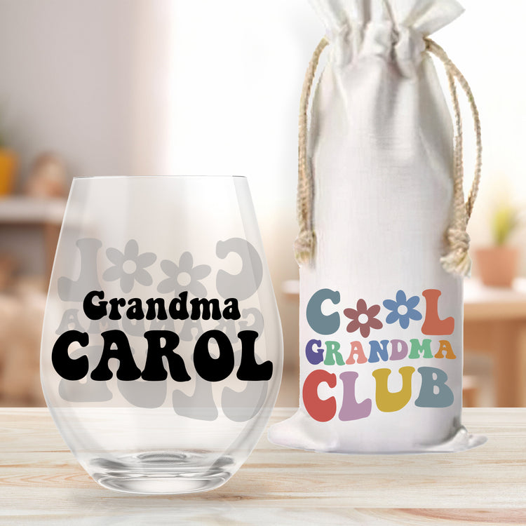 Personalized Cool Grandma Club Wine Glass