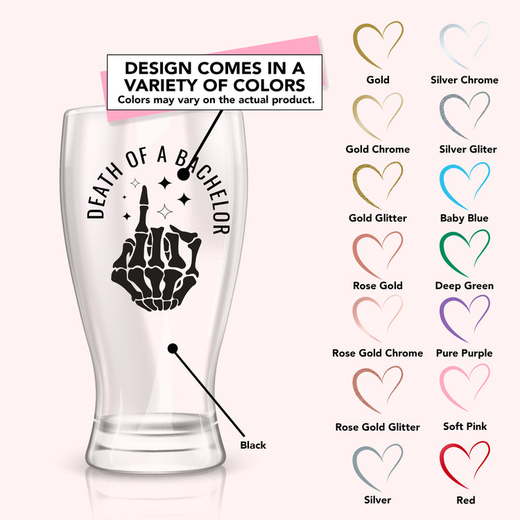 Personalized Death of a Bachelor Pilsner Beer Glass for Groom