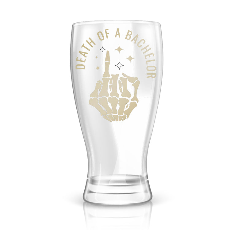 Personalized Death of a Bachelor Pilsner Beer Glass for Groom