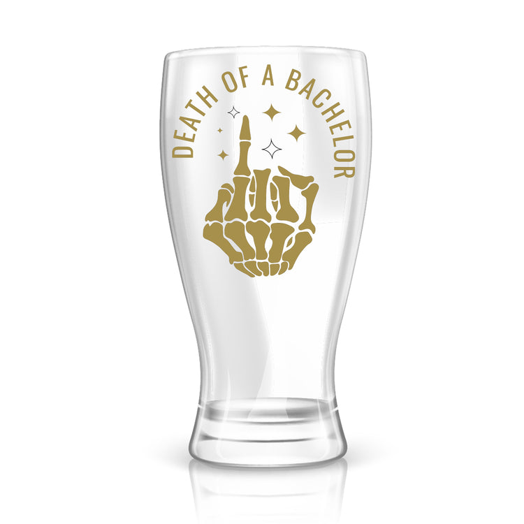 Personalized Death of a Bachelor Pilsner Beer Glass for Groom