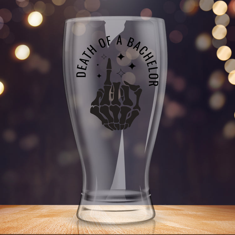 Personalized Death of a Bachelor Pilsner Beer Glass for Groom