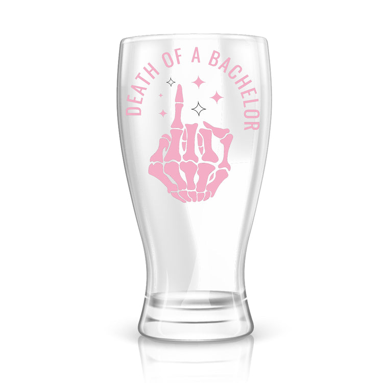 Personalized Death of a Bachelor Pilsner Beer Glass for Groom