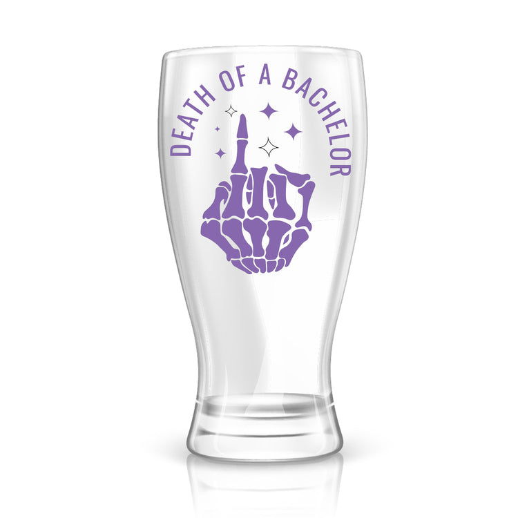 Personalized Death of a Bachelor Pilsner Beer Glass for Groom