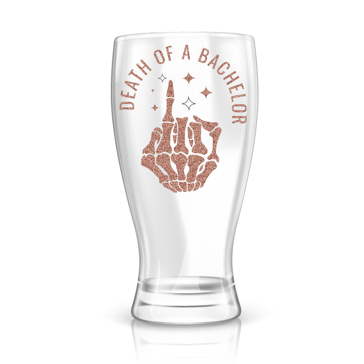 Personalized Death of a Bachelor Pilsner Beer Glass for Groom