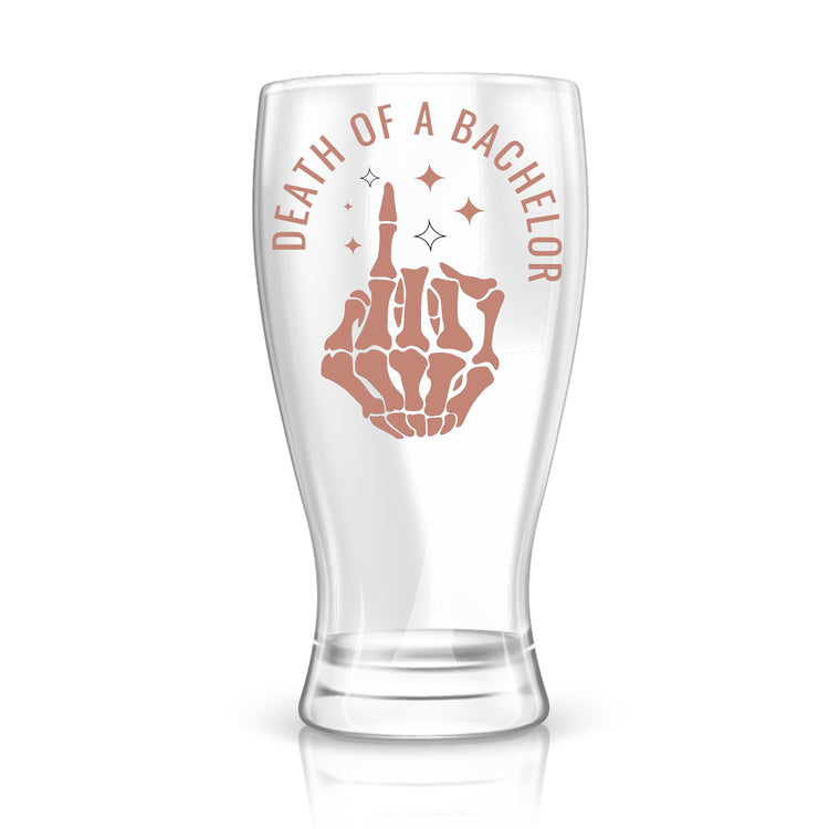 Personalized Death of a Bachelor Pilsner Beer Glass for Groom