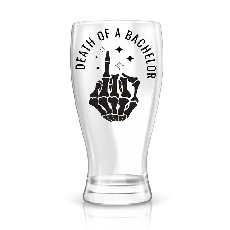 Personalized Death of a Bachelor Pilsner Beer Glass for Groom