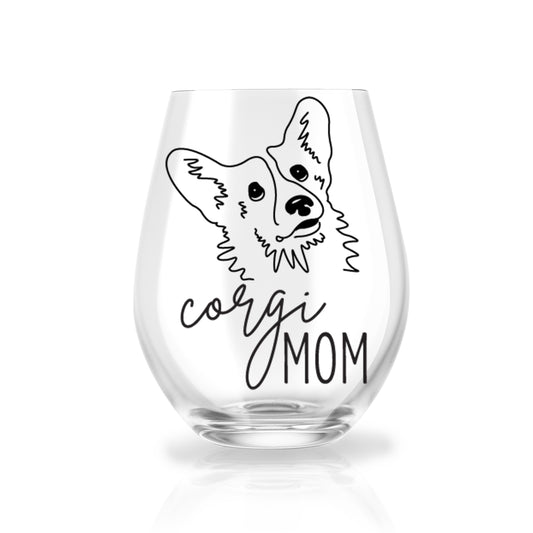 Custom Dog Mom Stemless Wine Glass