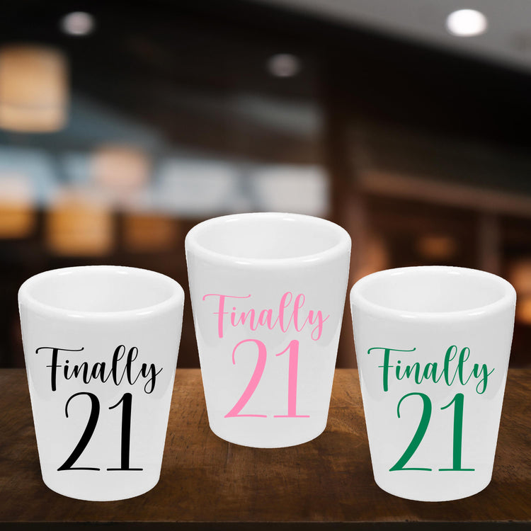 Finally 21 Personalized Shot Glass (1 oz. Ceramic Glass)