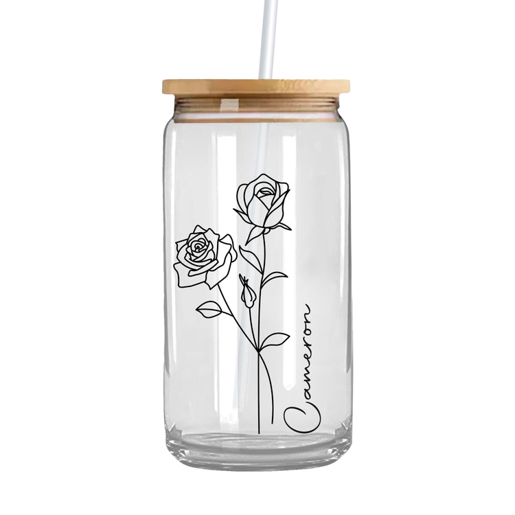 Birth Flower Month Iced Coffee Glass